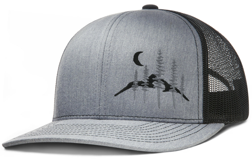Trucker Hats For Men - Wild Moon (Black Hat) Yellow, Gray – Larix Gear