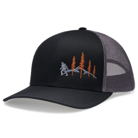 LARIX Trucker Hat, Wild Bigfoot Hat, Black Sasquatch Hat Bigfoot Gifts –  Larix Gear